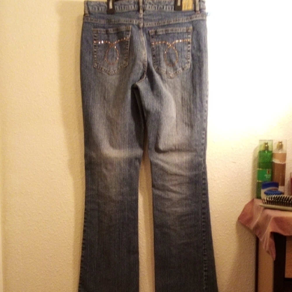 Duplex by Tyte Women Blue Bootcut Jeans Rhinestone Back Pockets Size 12 - Picture 3 of 5